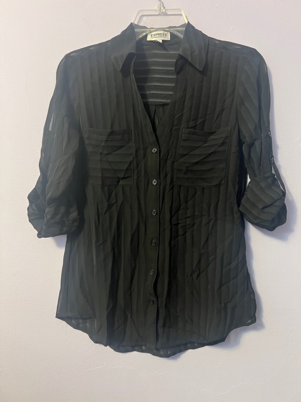 EXPRESS Portofino Black Striped  Button-Down Shirt